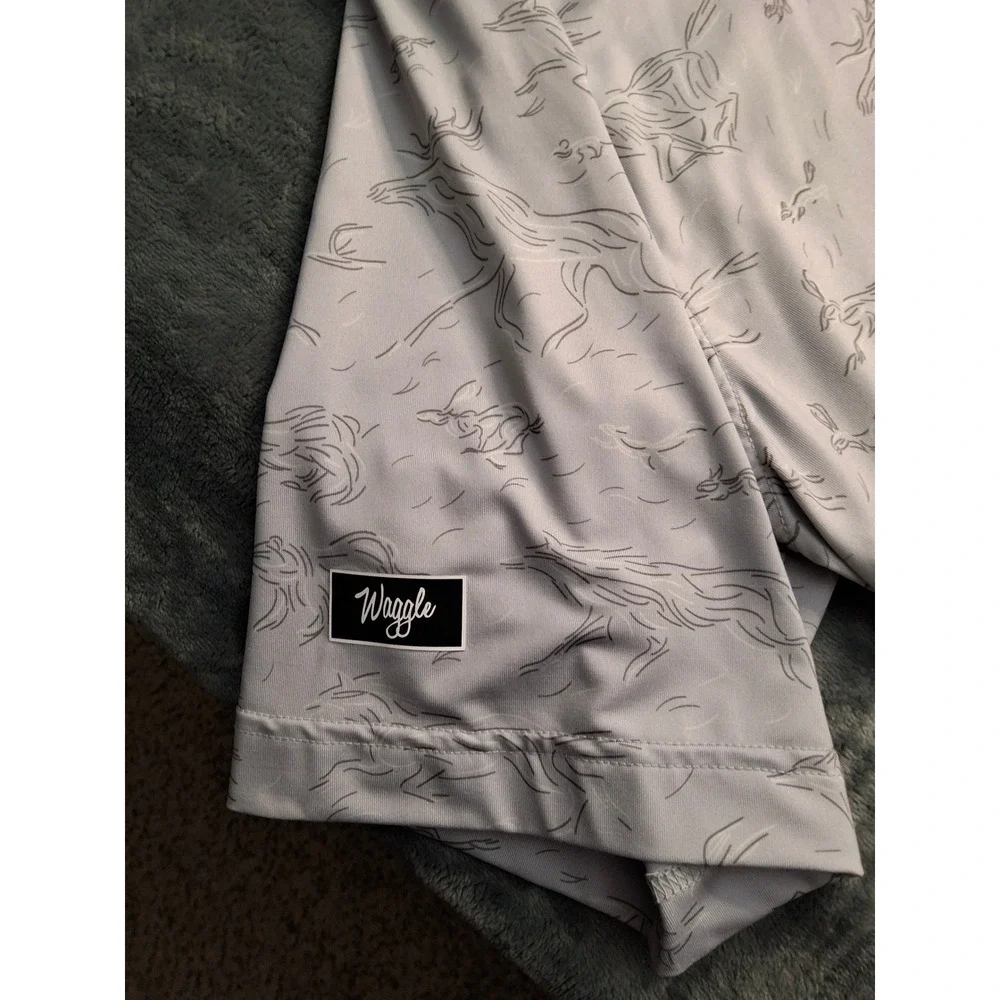 Waggle Golf Polo Mens 2XL Grey Wildlife Print Performance Stretch Short Sleeve - Picture 12 of 12
